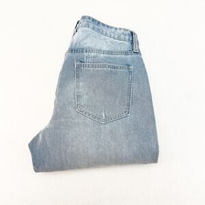 TGLA Light Wash Denim Jeans Raw Hem Straight Leg Button Fly Size 24